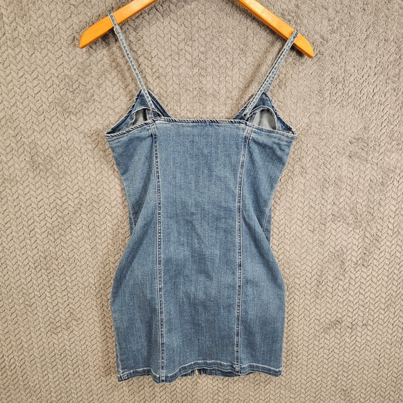 Forever 21 Women Medium Wash Denim Zip Front Bodycon Mini Dress Size M - Picture 7 of 7